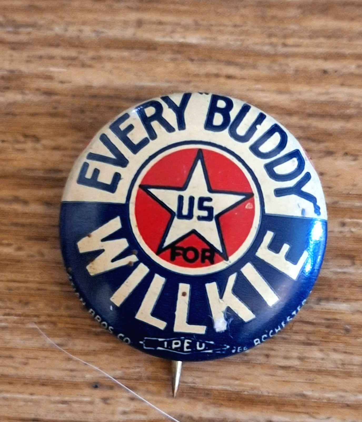 1940’S EVERY BUDDY WENDELL WILLKIE PRESIDENT POLITICAL PINBACK BUTTON! 3/4″ W!!