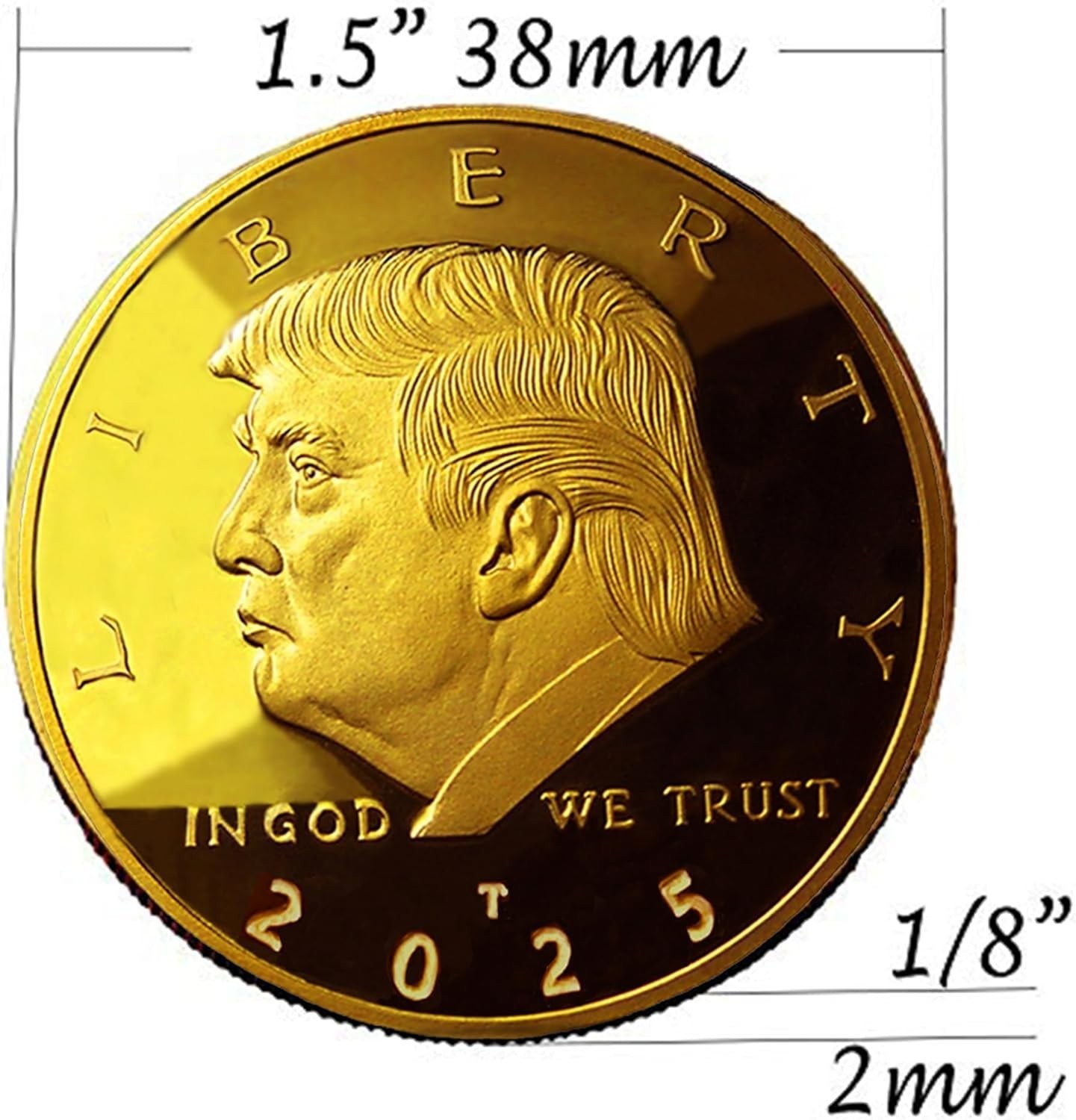 Limited Edition 2025 Donald Trump Gold Plated Challenge Coin//