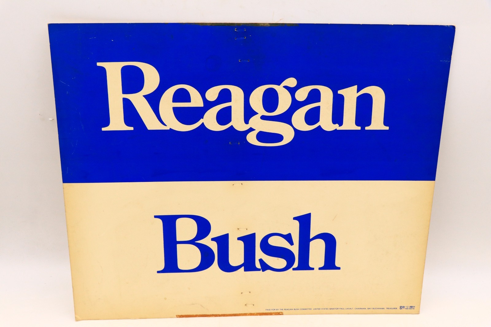 1980 Reagan Bush Campaign Stake Sign Poster Original Shows Use! 14×17″