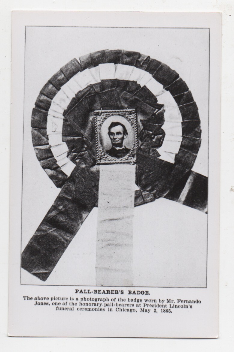 1950s Postcard of a Photo of Abraham Lincoln Pall-Bearers Badge