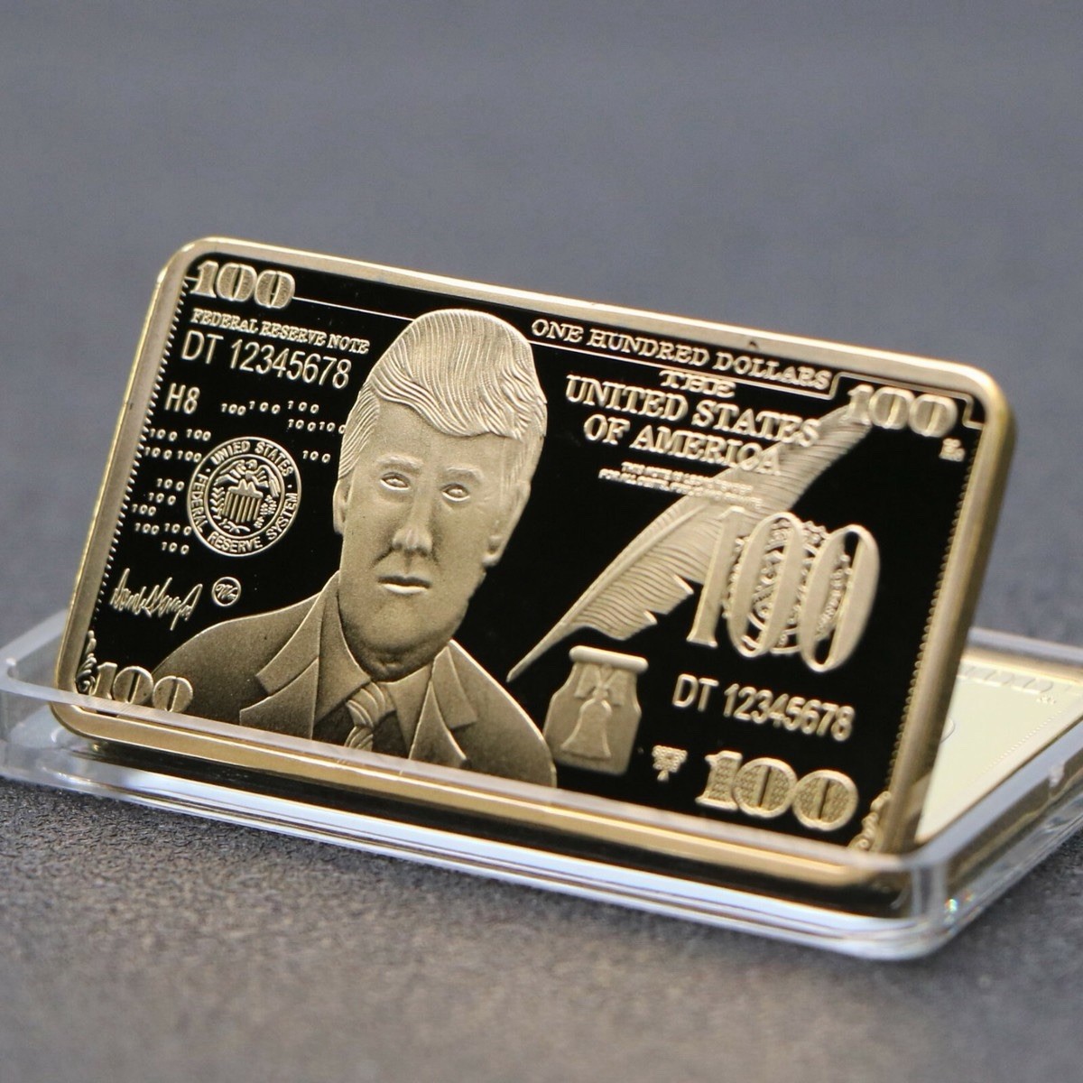 MINT US President Donald Trump $100 Dollors Gold Plated Commemorative Bar Coin