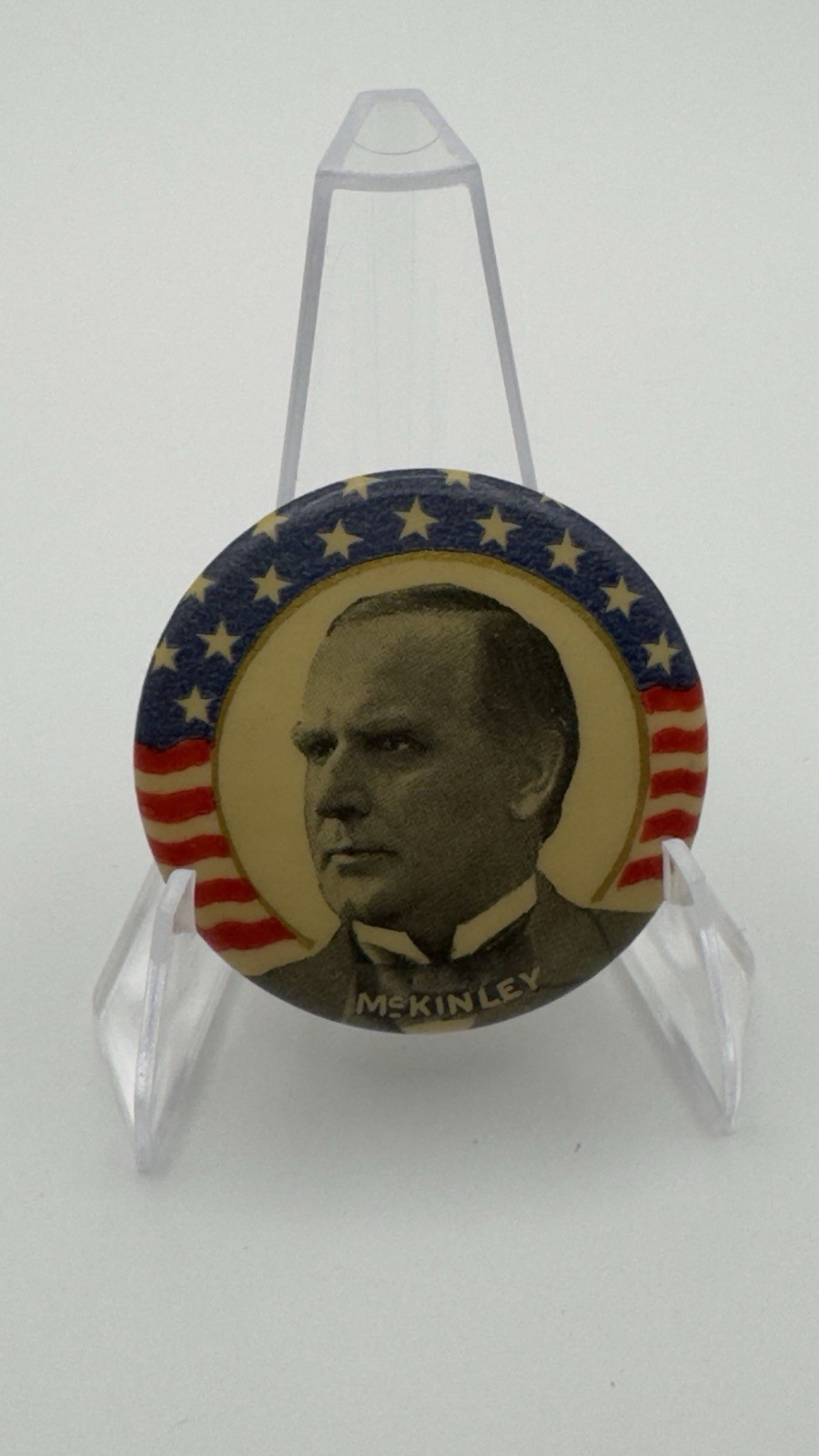C1896 WM. McKINLEY Pinback WHITEHEAD & HOAG In Great Condition