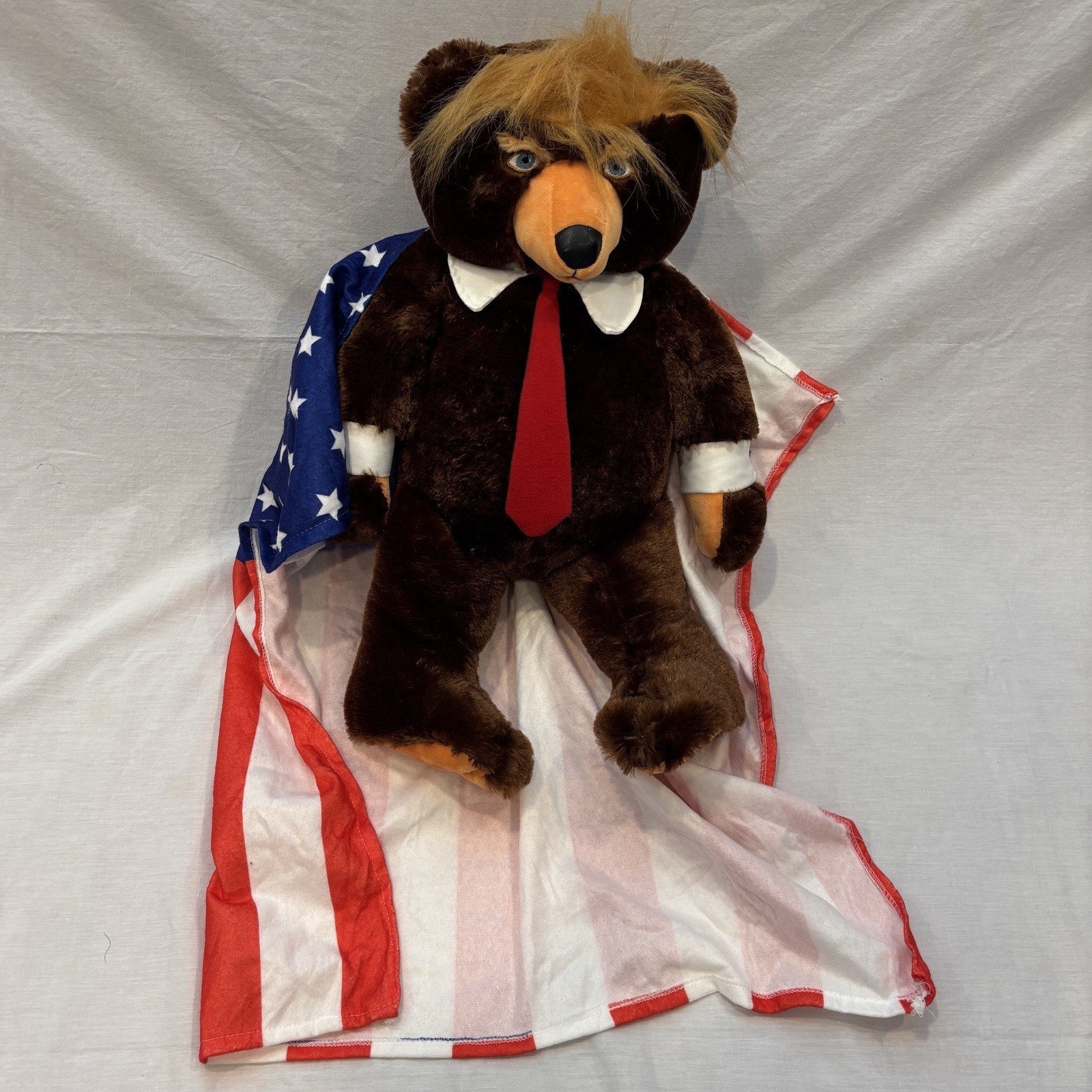Trumpy Bear Deluxe Plush Trump Bear with Pack Away American Flag Cape MAGA