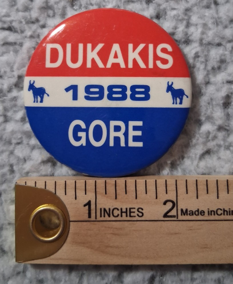 Dukakis Gore 1988 US Election Democratic Campaign Pin Retro 1980s