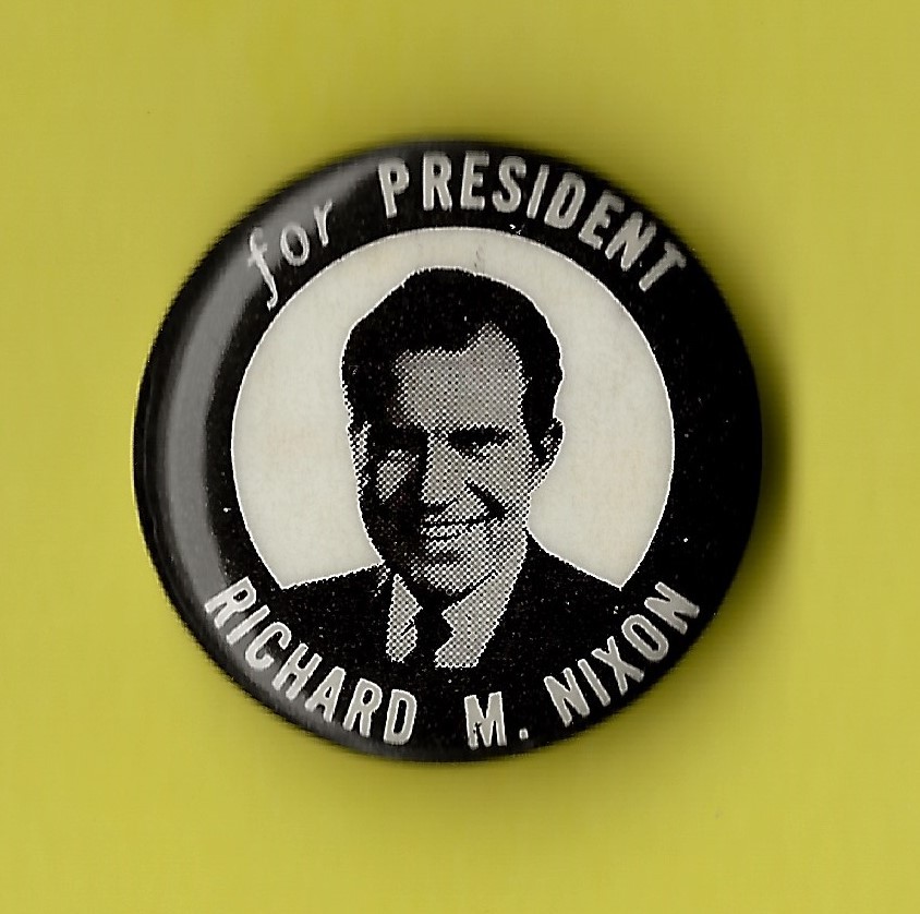 1968 Richard Nixon 1″ / “Black & White” Presidential Campaign Button (Pin05)