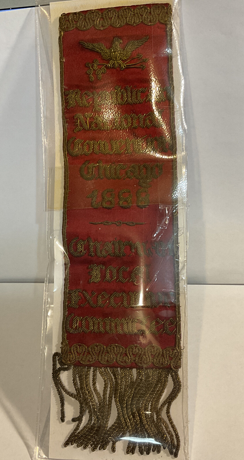 1888 Harrison-Morton Republican Convention Ribbon Chairman Executive Committee