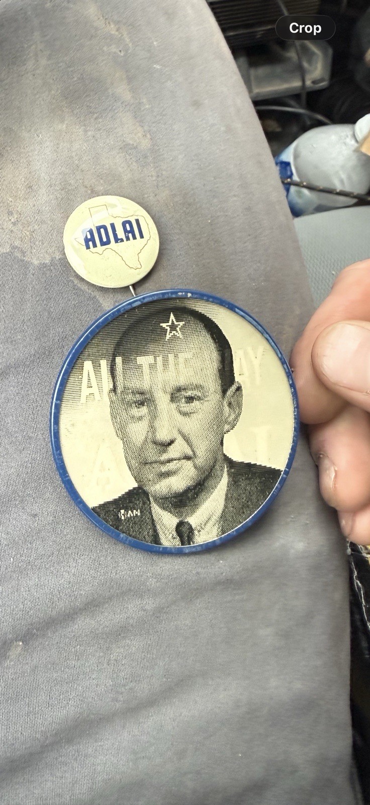 Adlai Stevenson 1950s Presidential Campaign Political Flasher Pinback 2 1/2”