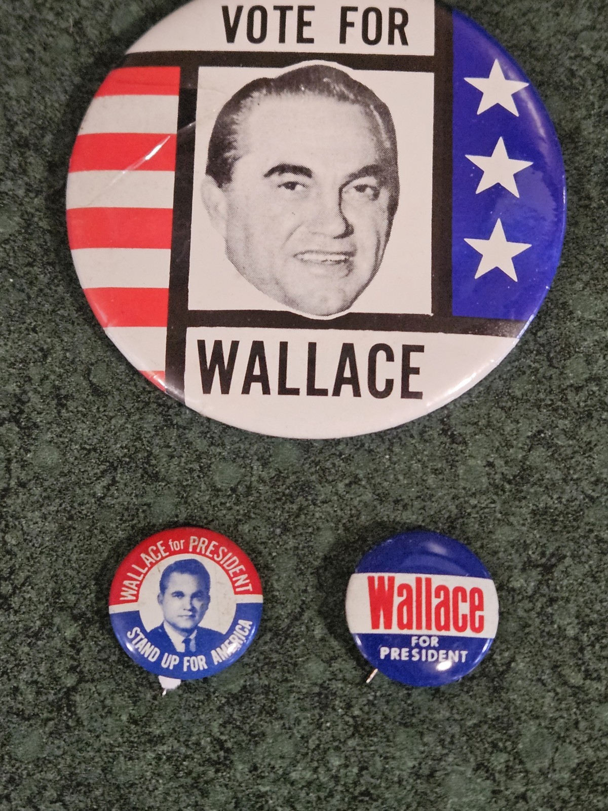 Lot of 3 George Wallace for President Pinback Buttons Campaign Pins
