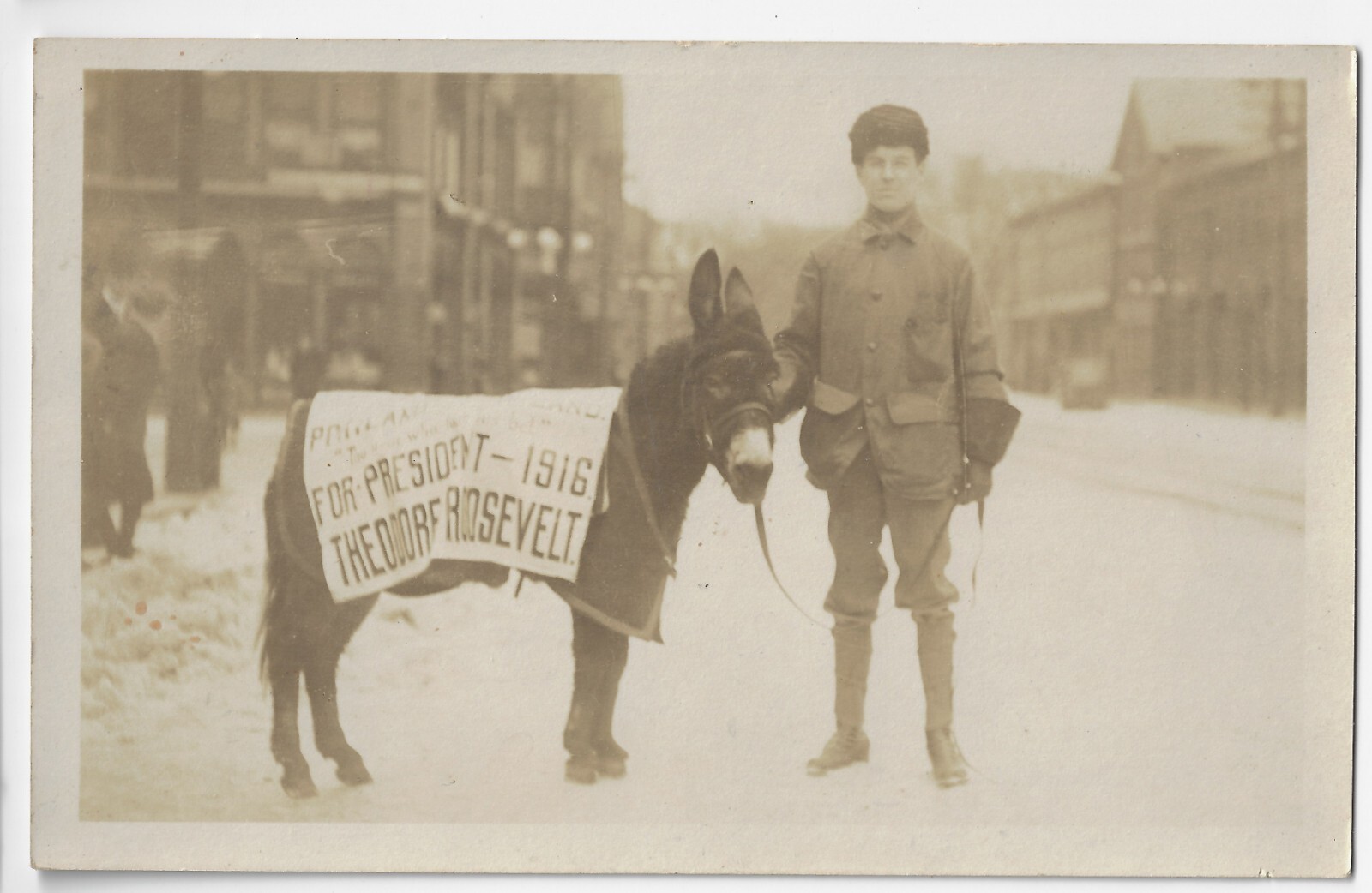 1916 Theodore Roosevelt for President Man with his Friend Real Photo Postcard