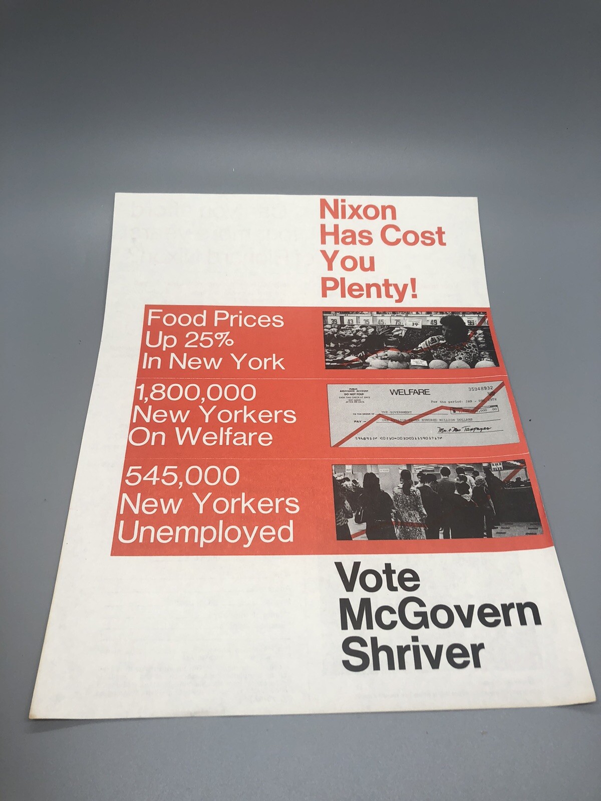 Nixon has cost you plenty! New York Version Single page pamphlet George McGovern
