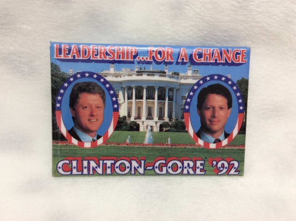 1992 Bill Clinton Al Gore “Leadership For A Change” Pinback Button