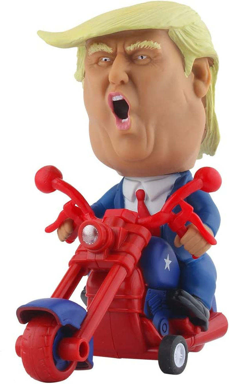 DINOBROS President Donald Trump 2024 Toy Figure Riding Motorcycle Funny Rev up