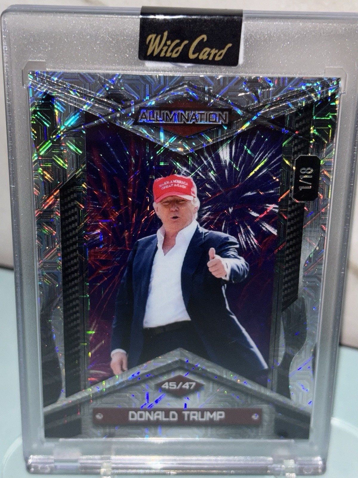 Donald J Trump 1/18 Alumination Cross Hatch Foil & Fireworks Wild Card 2025