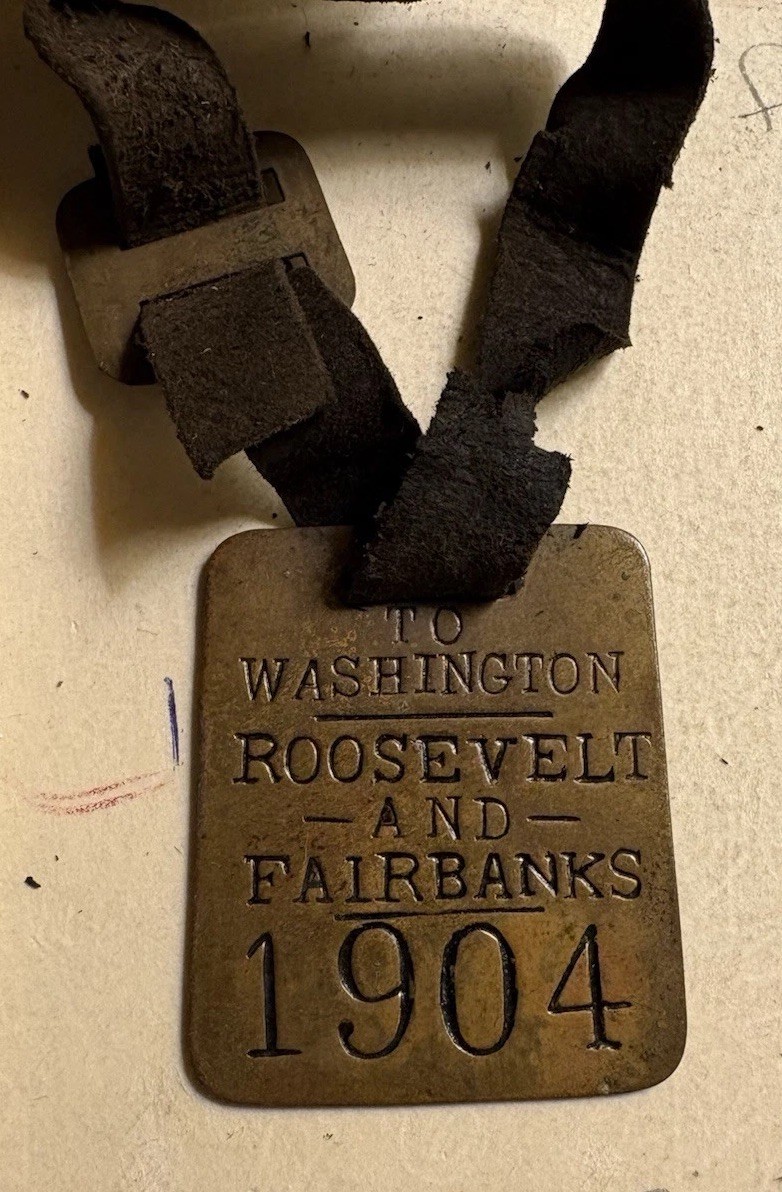 Antique 1904 Roosevelt & Fairbanks Presidential Campaign Brass Watch Fob