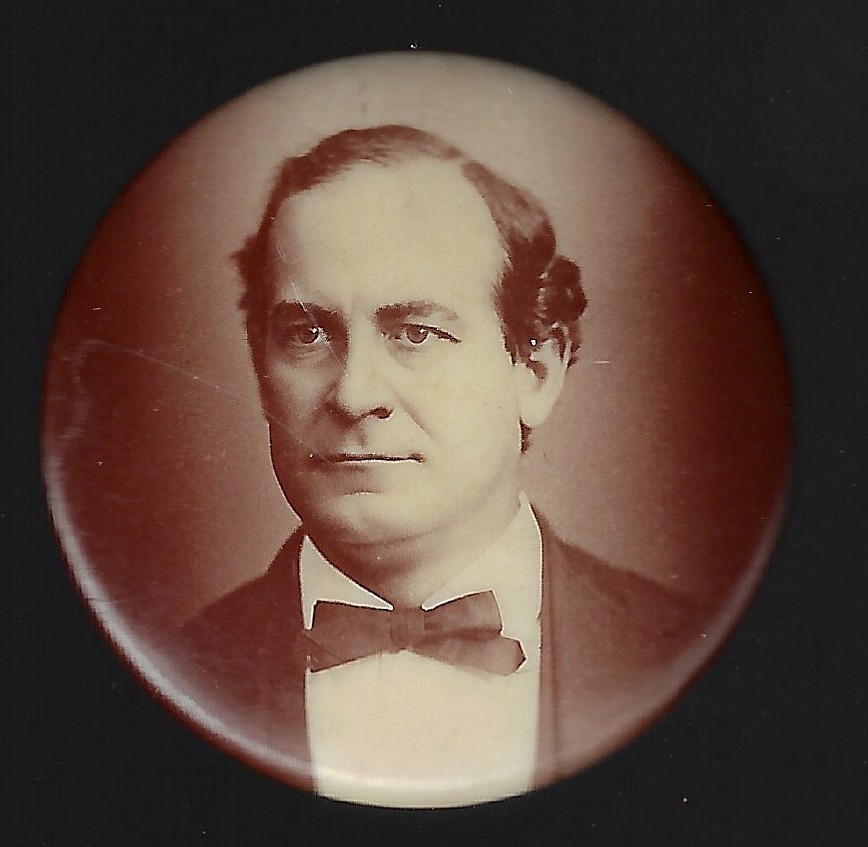 1900 William J. Bryan Presidential Campaign Pin in Young Sepia Portrait Image