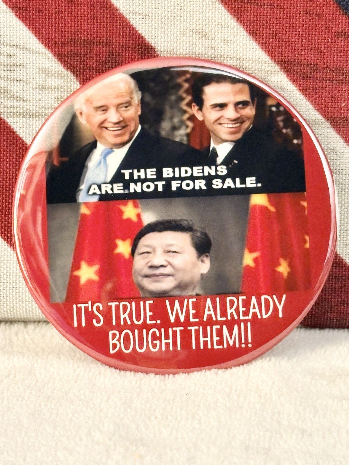 Donald Trump 2024 Anti-Biden “Satire” Political Campaign Pin-Back Button – 3″👀