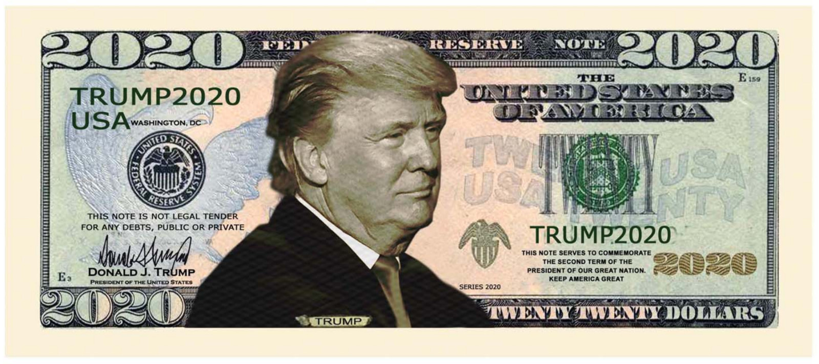 Donald Trump 2020 Dollar Bill Presidential MAGA Novelty Funny Money with Holder