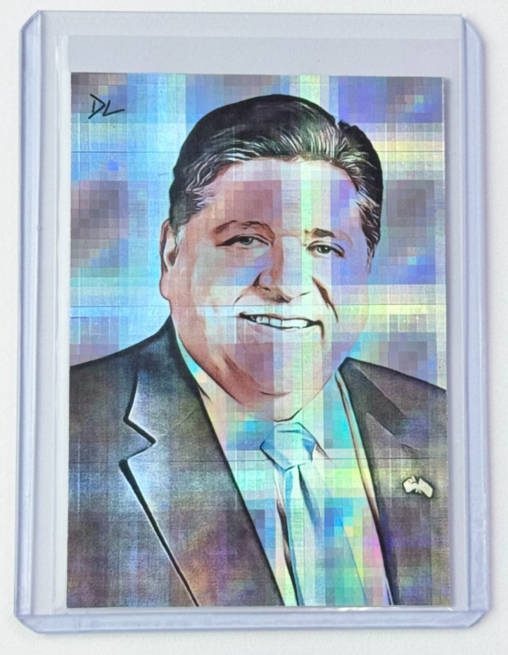JB Pritzker Limited Edition Artist Signed “Illinois Governor” Refractor Card 1/1