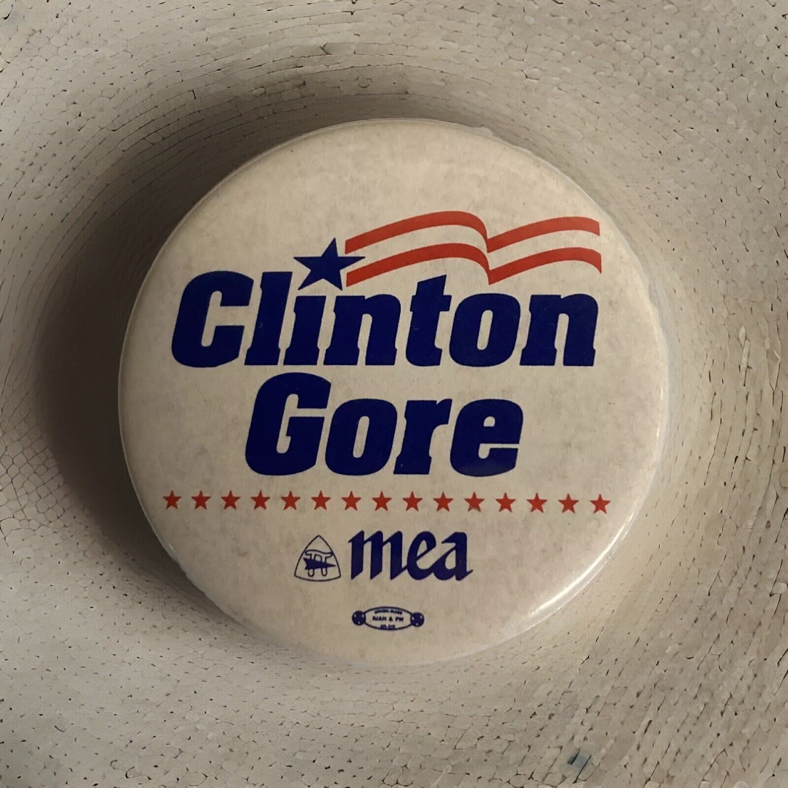 Clinton Gore MEA Michigan Education Association Pin Back Button Lansing – RARE