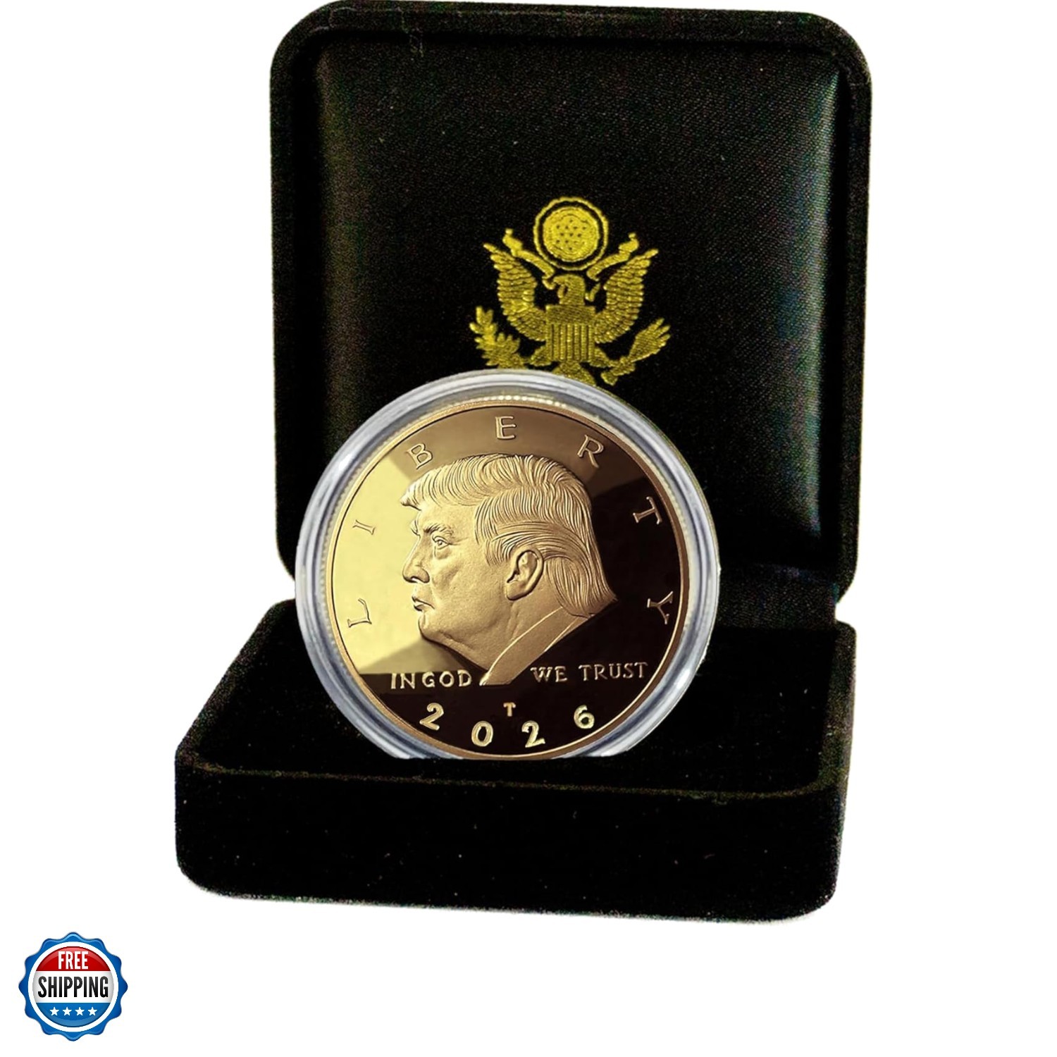 Donald J. Trump Won 2026 Gold Coin in Velvet Display Case – 47th Presidential…