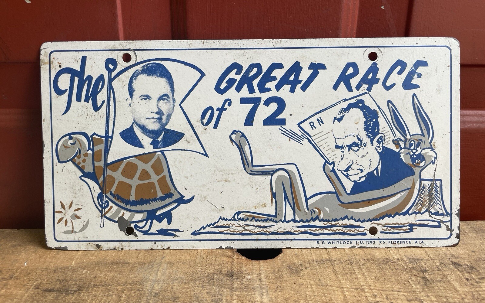 Vtg 1977 George Wallace Anti-Nixon Presidential Campaign Booster License Plate