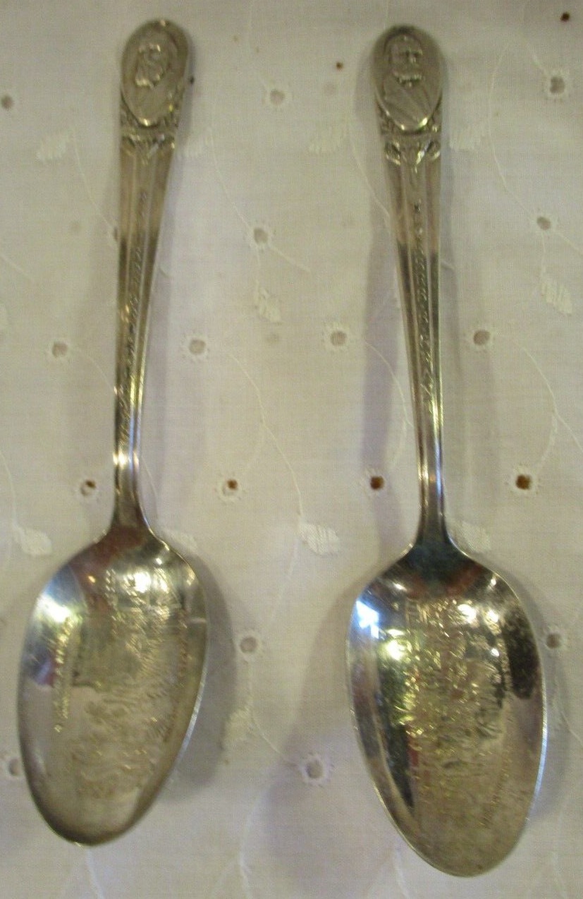 2 WM Rogers Spoons of Ulysses S Grant & Rutherford B Hayes Presidents of the USA