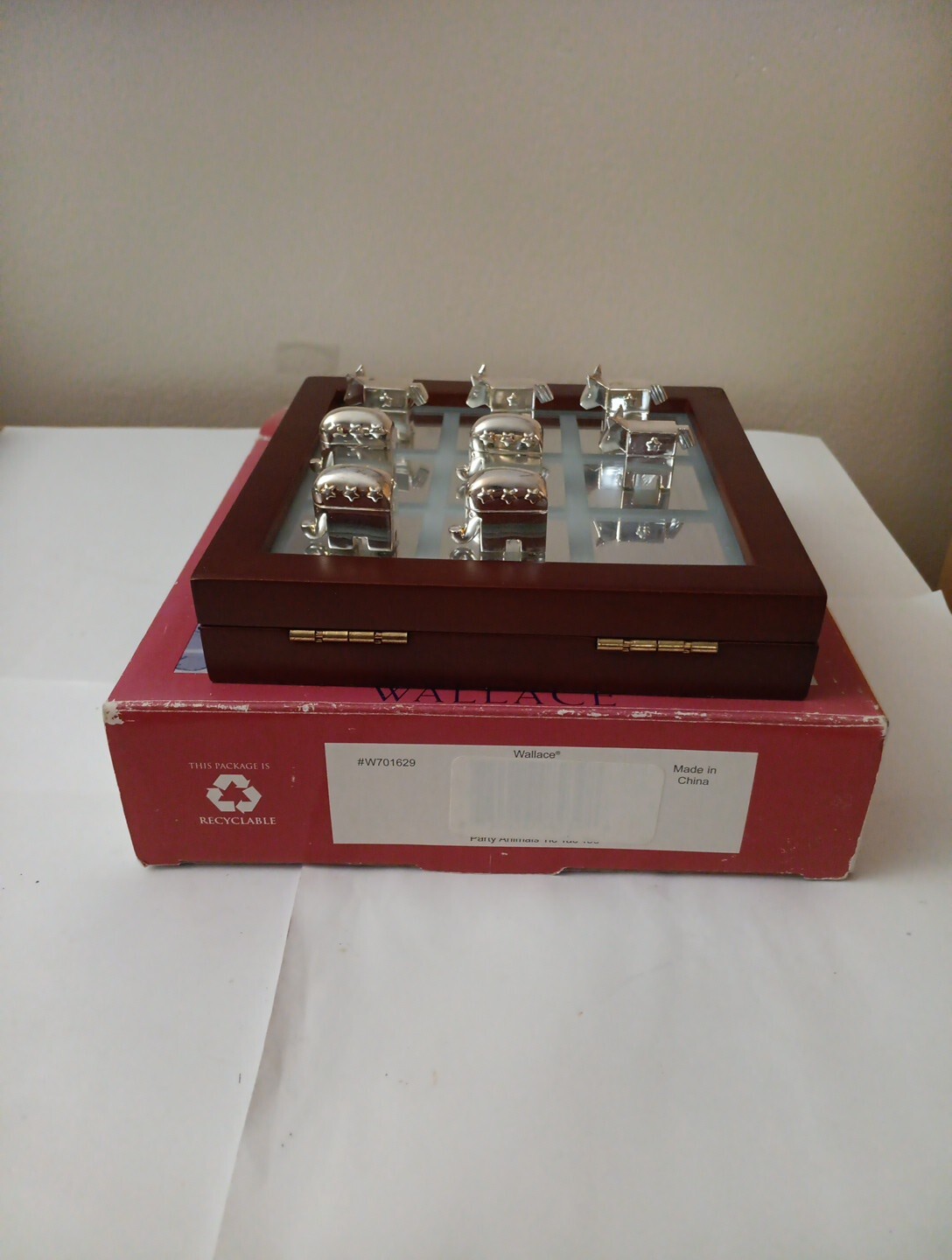 Wallace “Party Animals” Silver Plated Political Tic Tac Toe