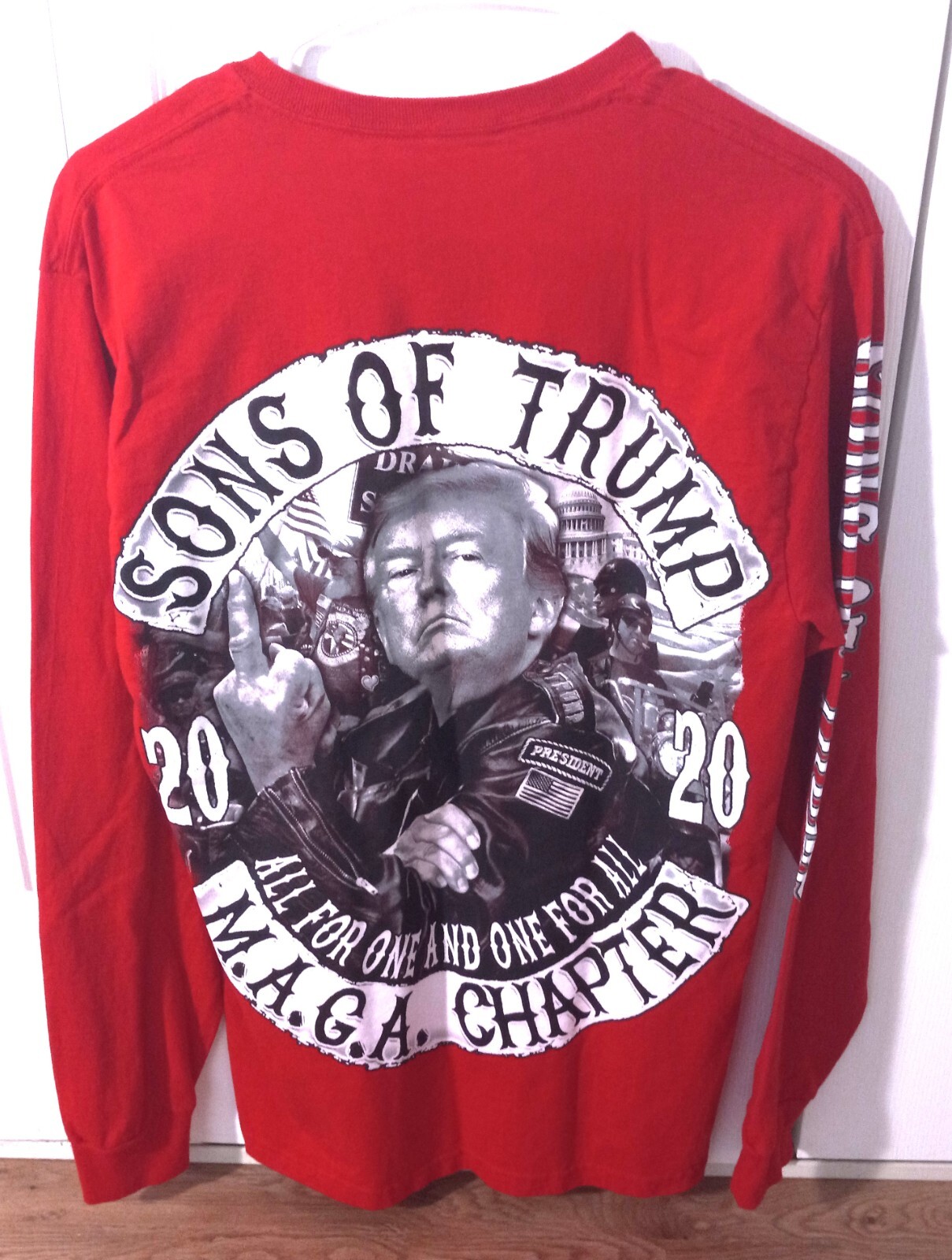 Sons of Trump M.A.G.A. Long Sleeve Shirt Medium Red Political Graphic Tee Funny