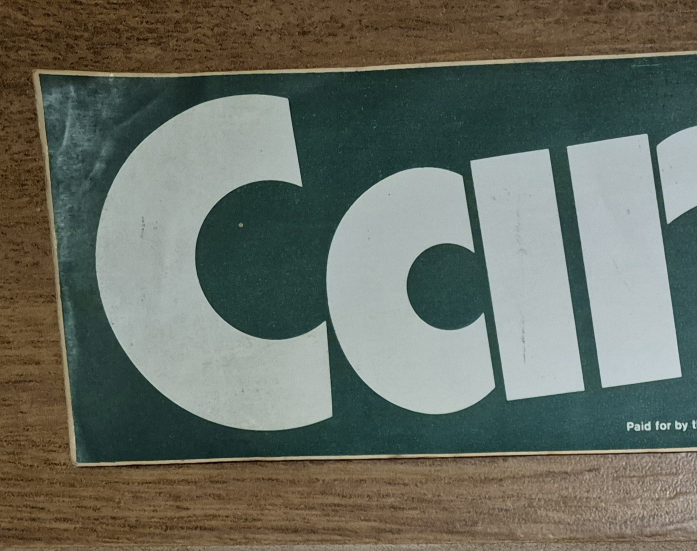 Jimmy Carter for President Bumper Sticker 1976 Presidential Campaign Georgia