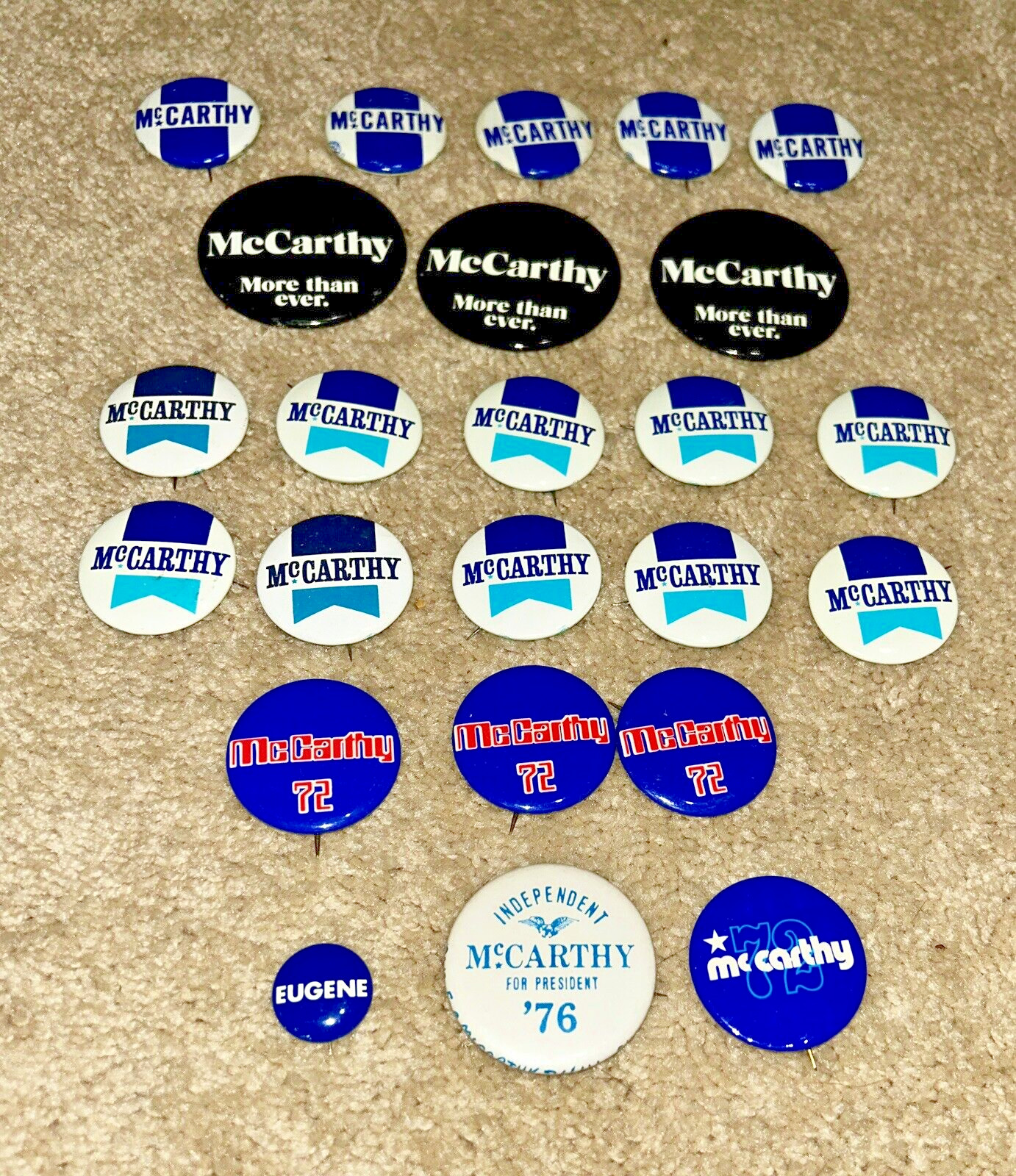 24 – 1960s / 1970s EUGENE McCARTHY for President Button Pin LOT