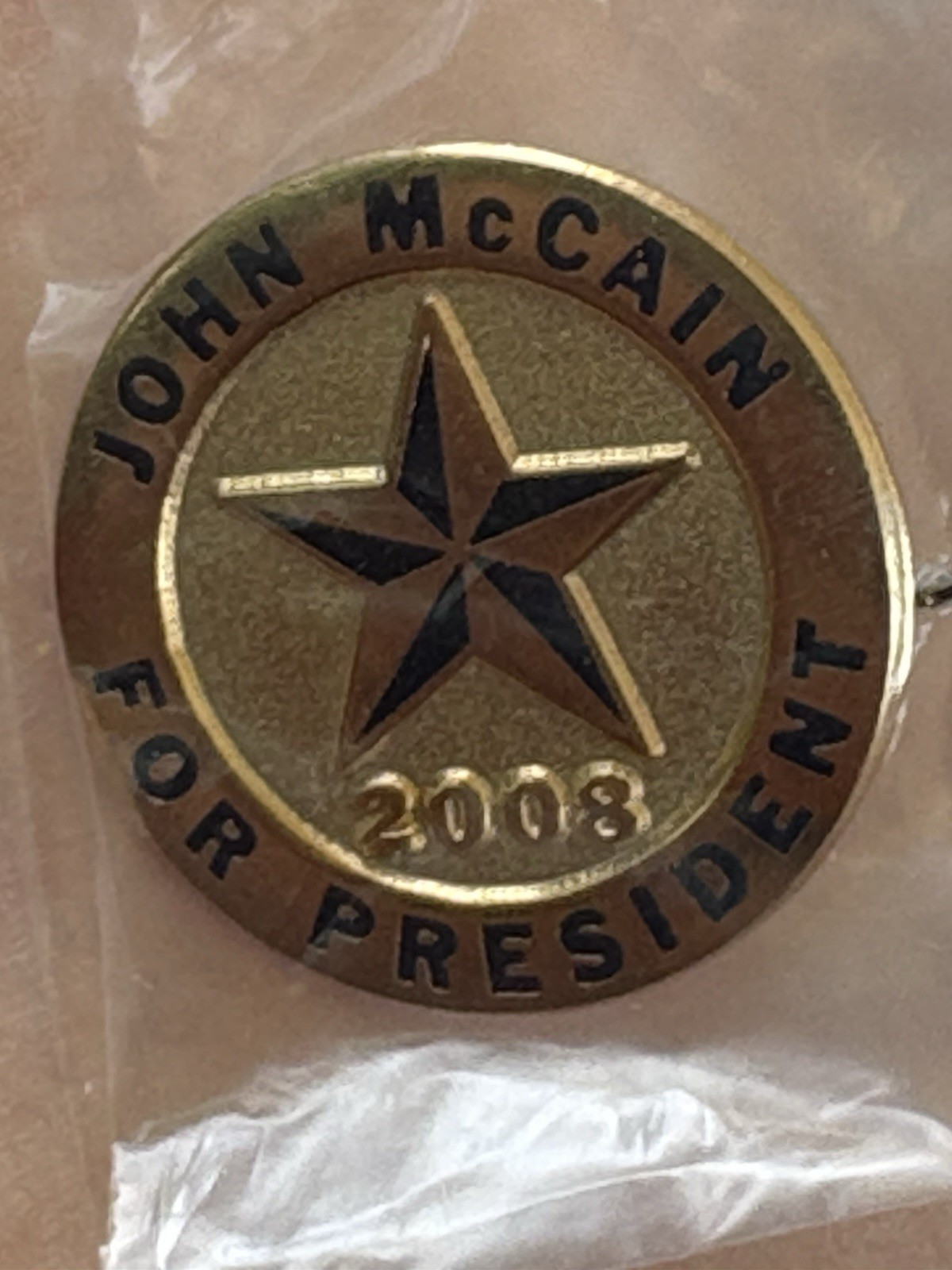 John McClain For President 2008 Gold Metal Lapel Pin New