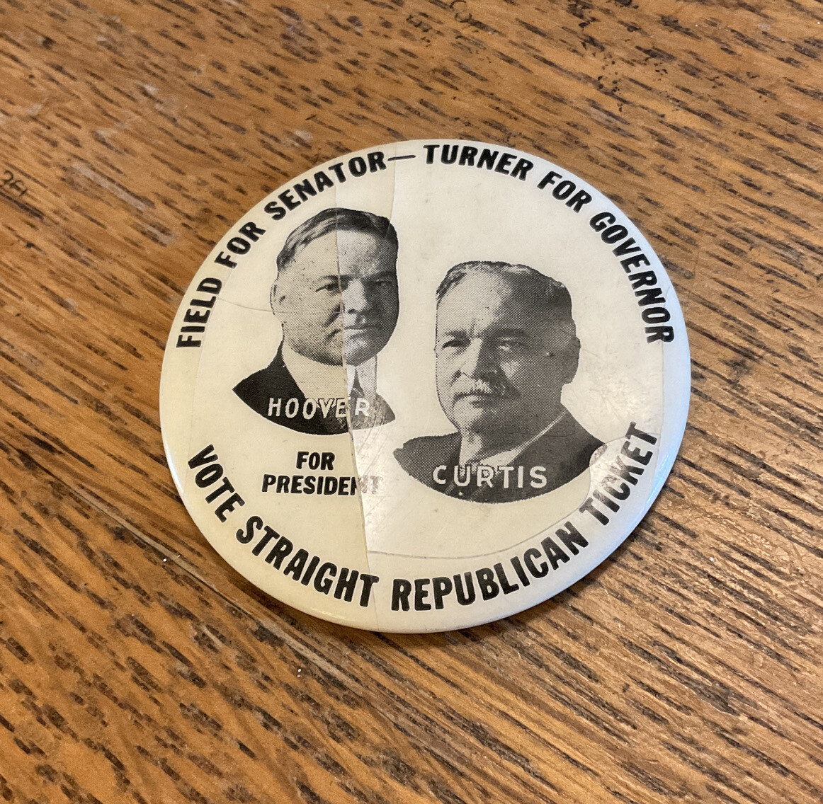 Herbert Hoover and Curtis Presidential Campaign Jugate Button Mirror HOO-2029