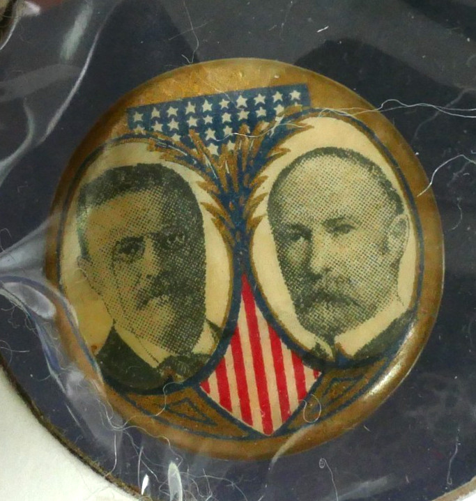 1904 Teddy Roosevelt Charles Fairbanks Jugate Campaign Button Pin 7/8″