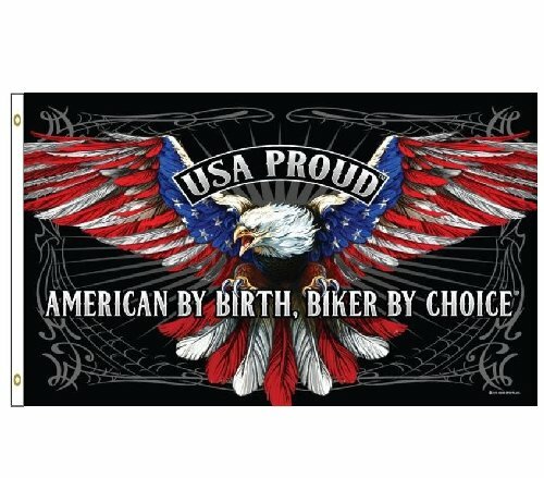 USA – AMERICAN BIKER FLAG (USA PROUD) Indoor Outdoor Yard Flag