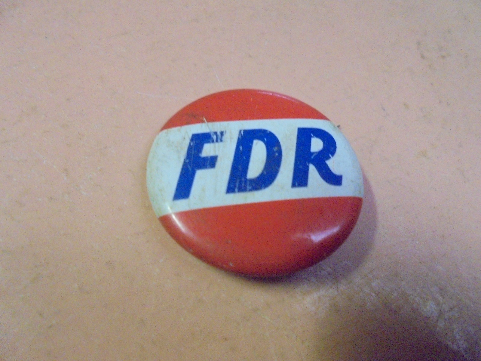 Vintage FDR Red White and Blue pinback button