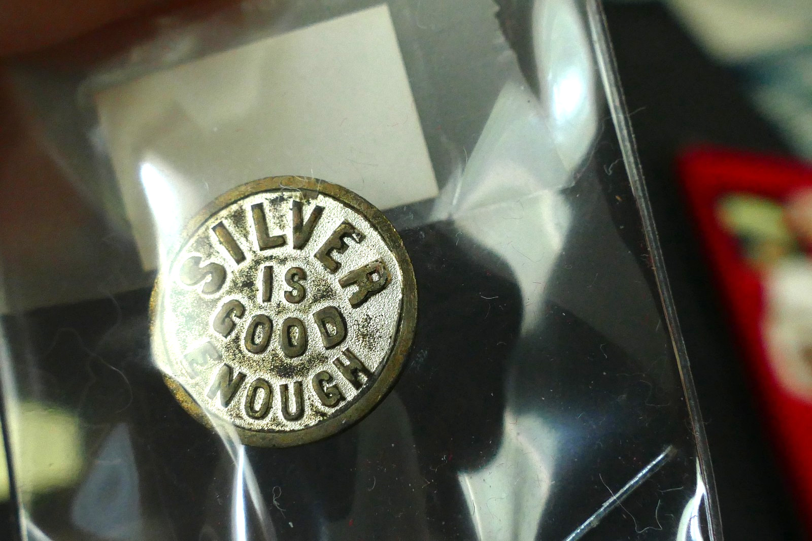 Rare 1896 William Jennings Bryan “Silver Is Good Enough Populist Button Stud 5/8