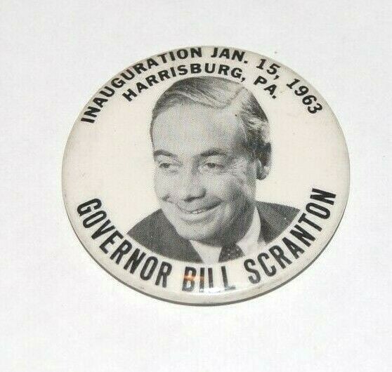 1963 BILL SCRANTON INAUGURATION GOVERNOR PENNSYLVANIA campaign pinback button