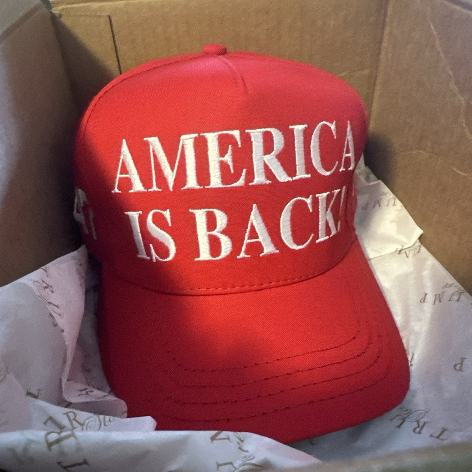 AMERICA IS Back Official Donald Trump RED Cap 45-47 HAT MAGA Cali Fame Authentic