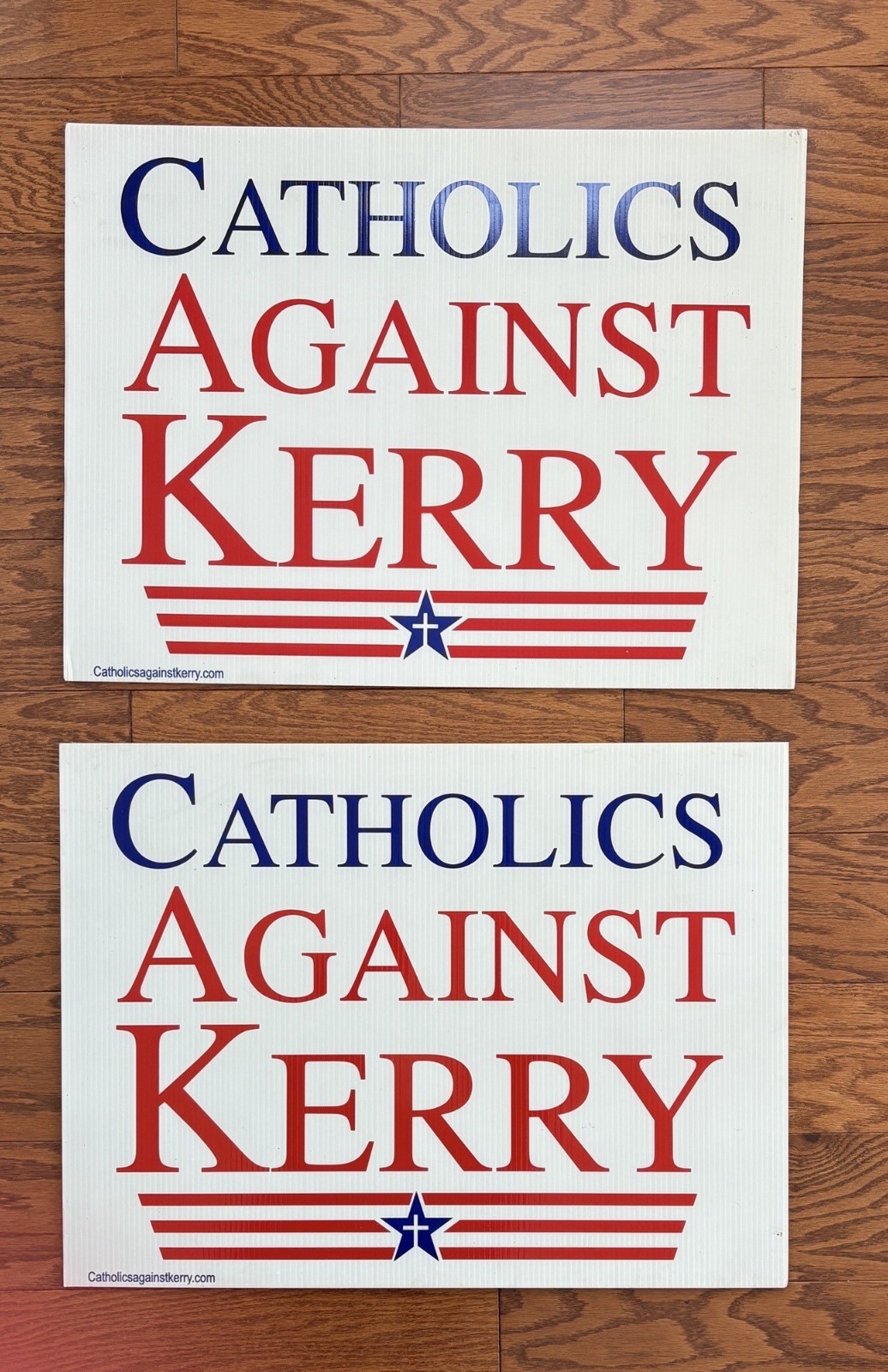 Lot of Two (2) Vintage Catholics Against Kerry Corrugated Plastic Posterboards