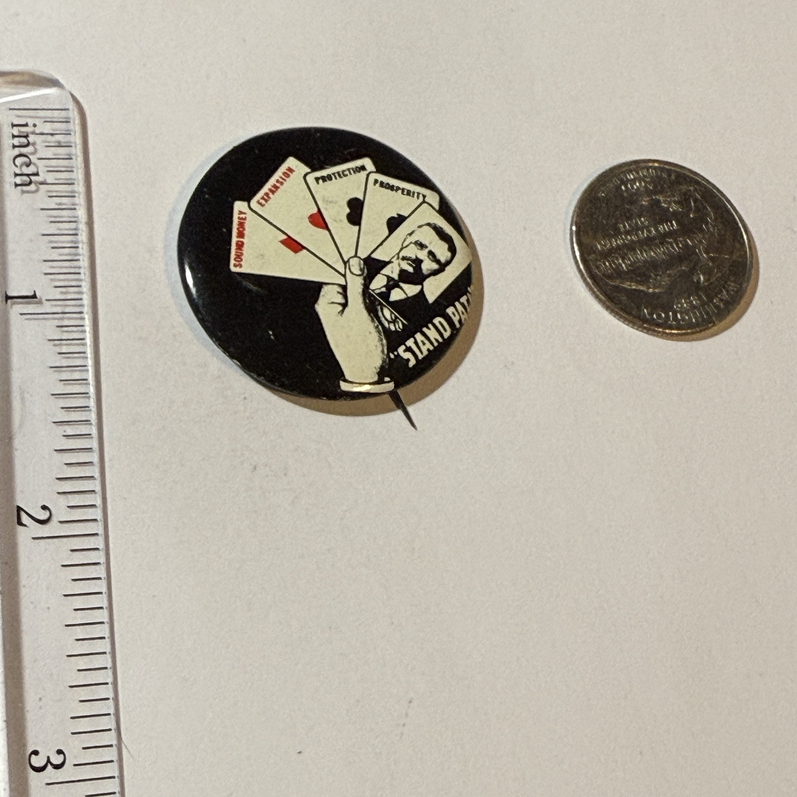 “STAND PAT!” Theodore Teddy Roosevelt Pinback Button Repro 1968 Abbot