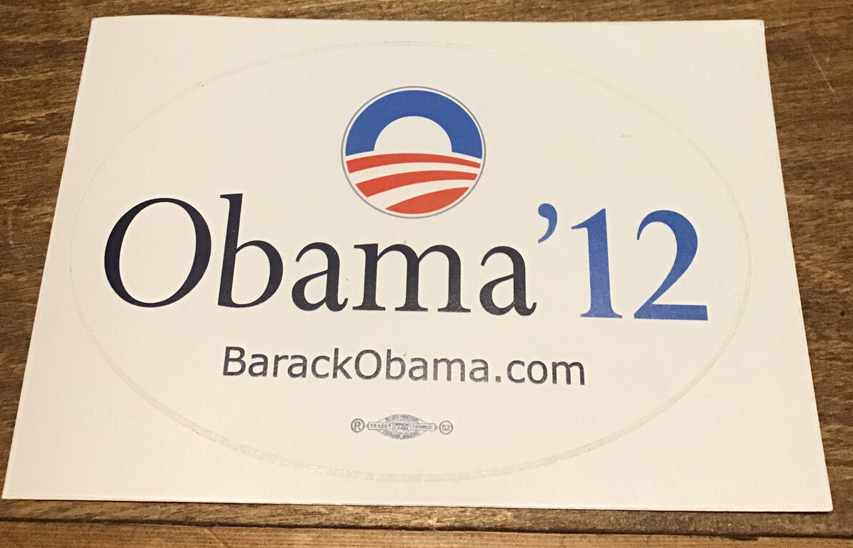 Obama 2012 Official Democratic Campaign Memorabilia. Oval 6×4 Inches