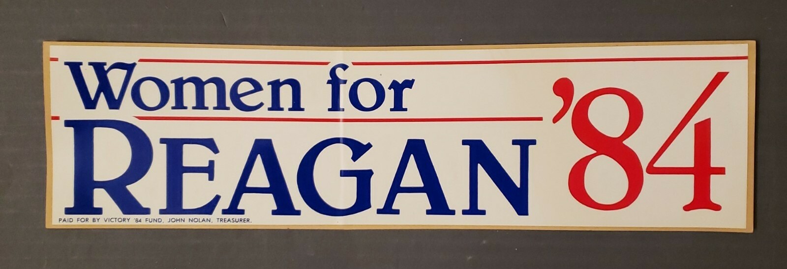 WOMEN FOR REAGAN 1984 VINTAGE Political Bumper Sticker 13×3 in