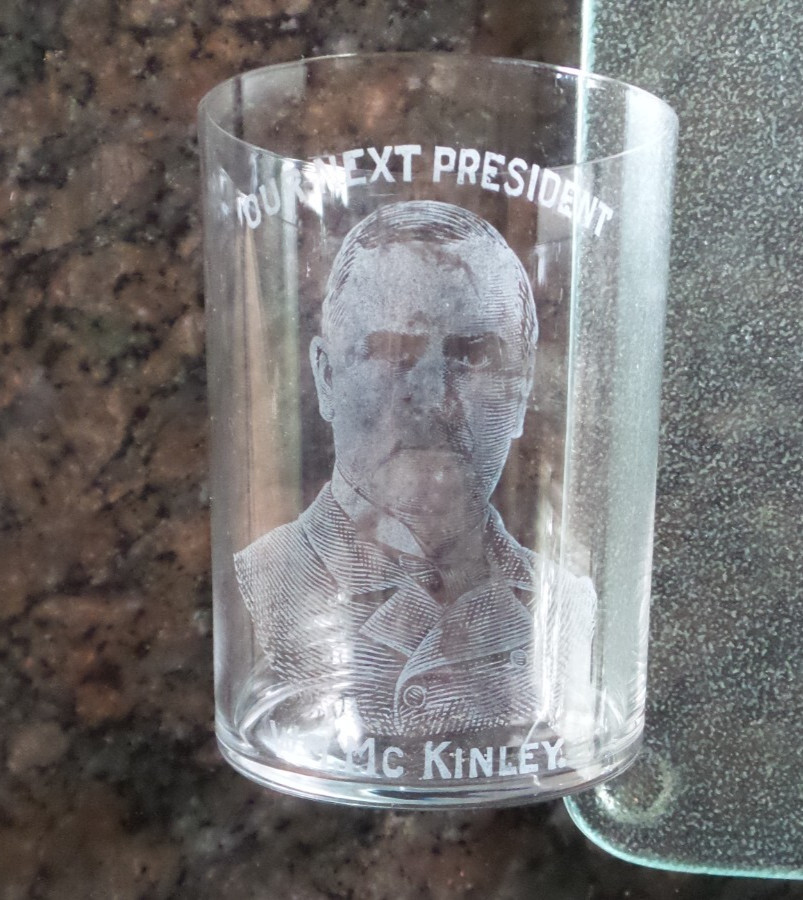 Antique Presidential Campaign Glass WILLIAM MCKINLEY 3-1/2″
