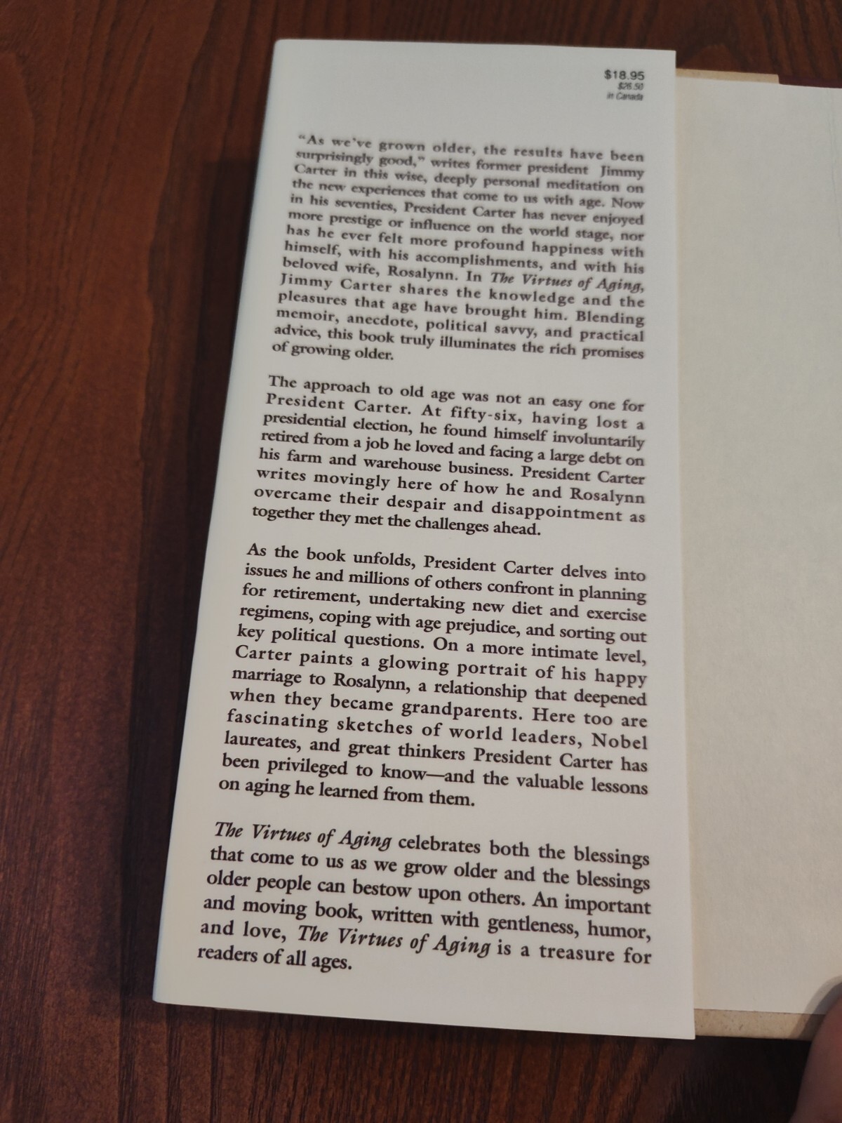 PRESIDENT JIMMY CARTER AUTOGRAPHED Book ” The Virtues of Aging ” ~ JSA Certified