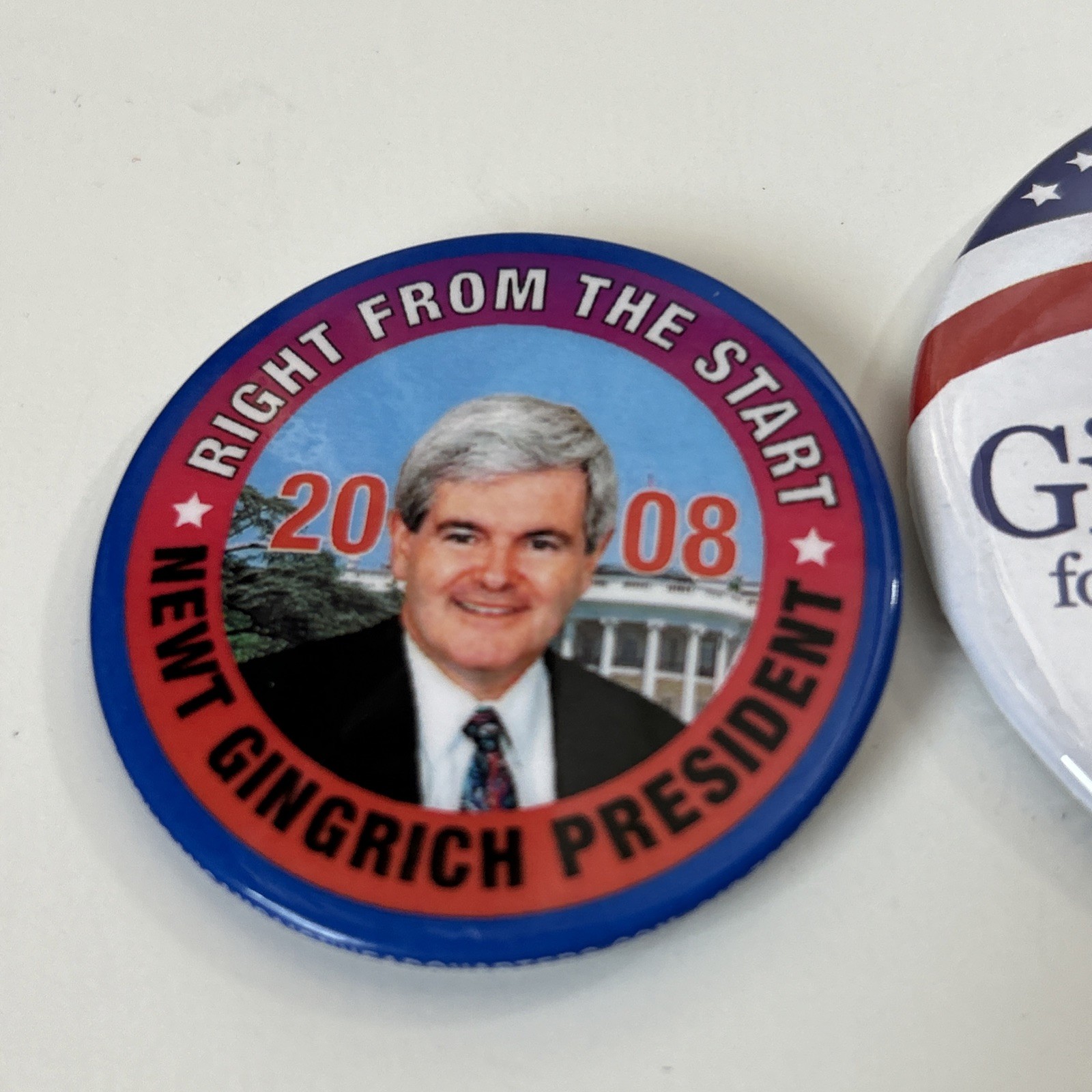 Newt Gingrich 2008 Presidential Candidate Political Buttons Pins – Lot of Two