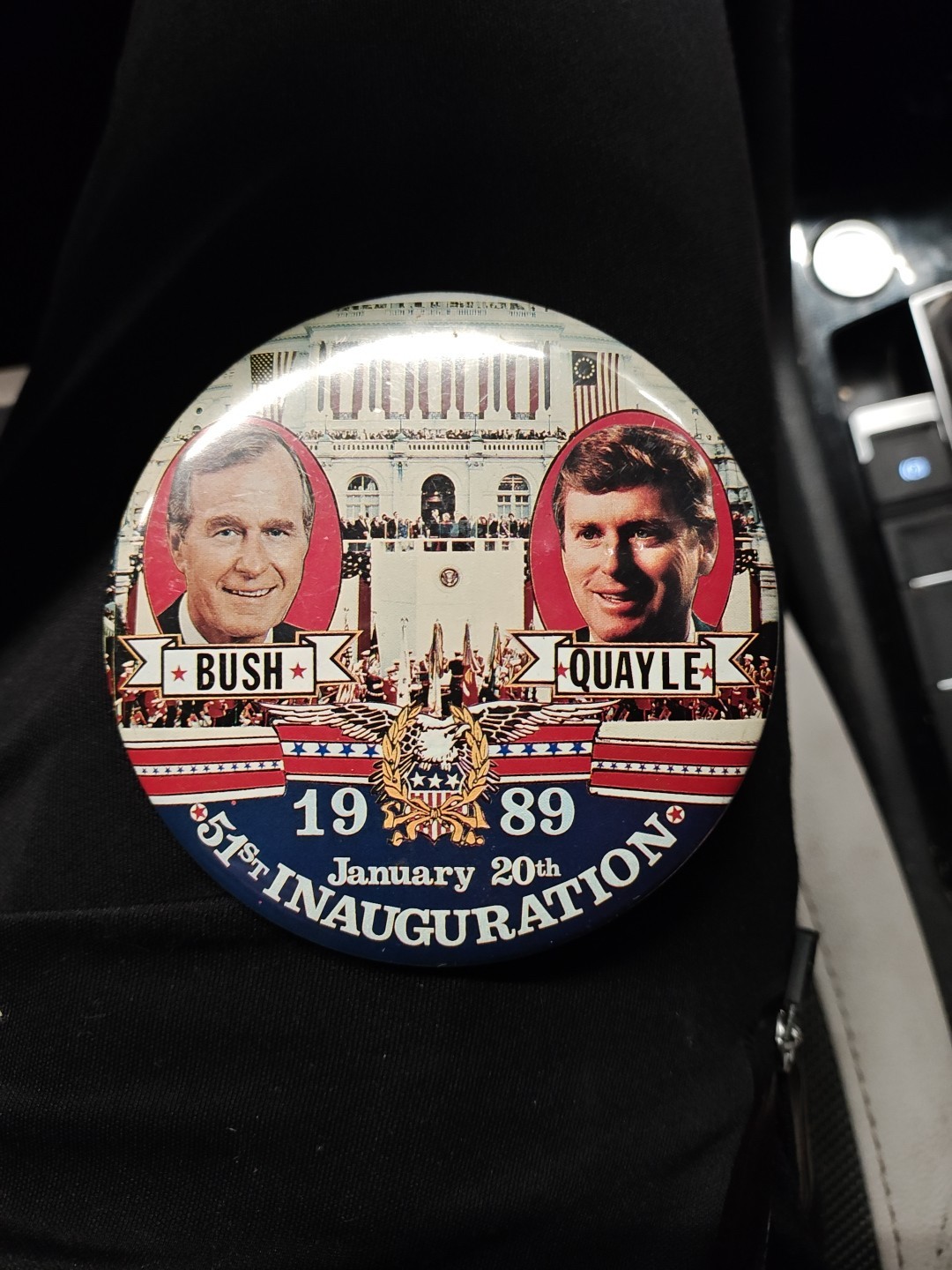 BUSH/QUAYLE 51ST INAUGURATION PINBACK 3.5 Inch Excellent Condition