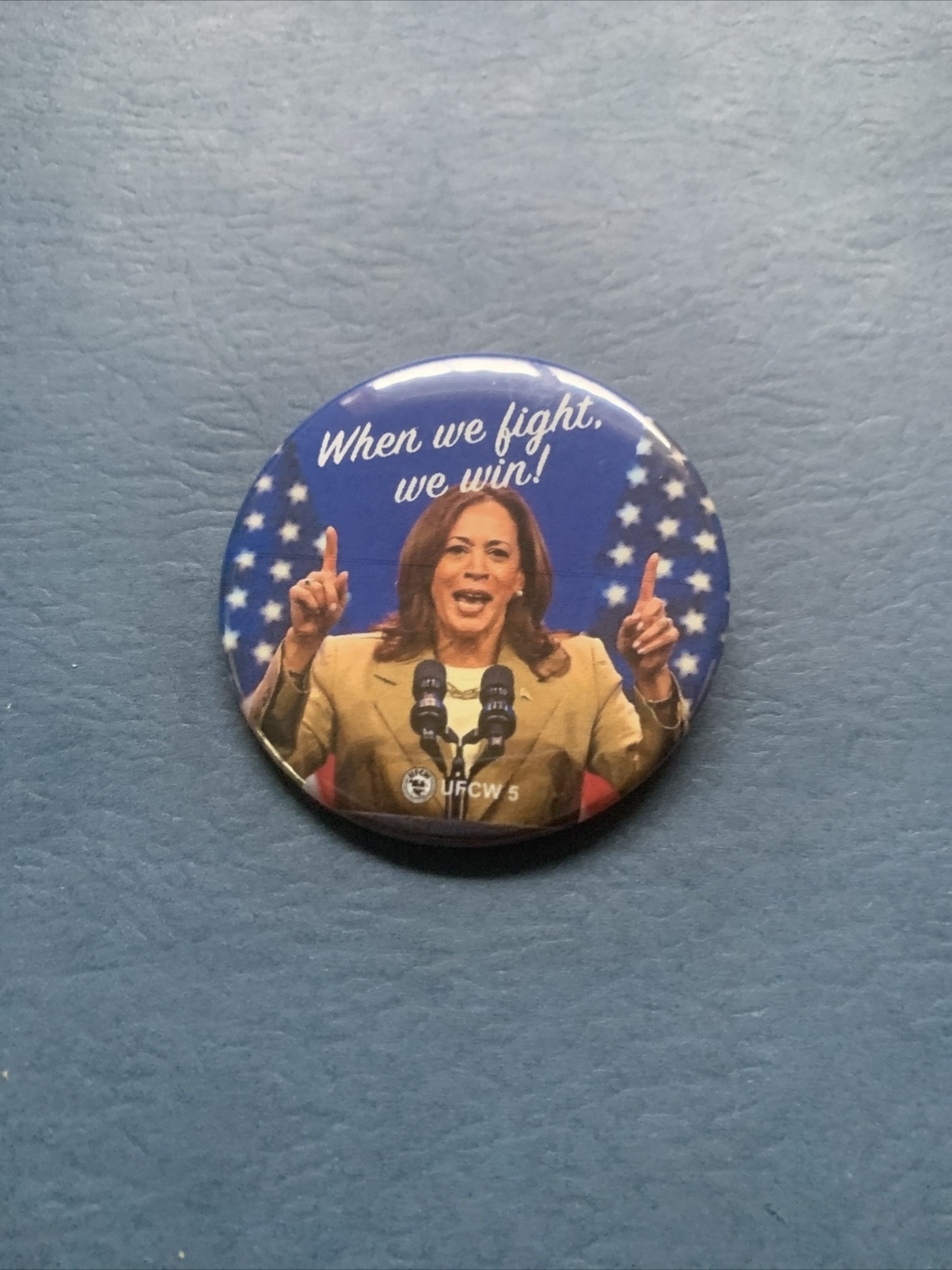 2024 Kamala Harris Fight And Win 2.25 Inch Political Pinback Button
