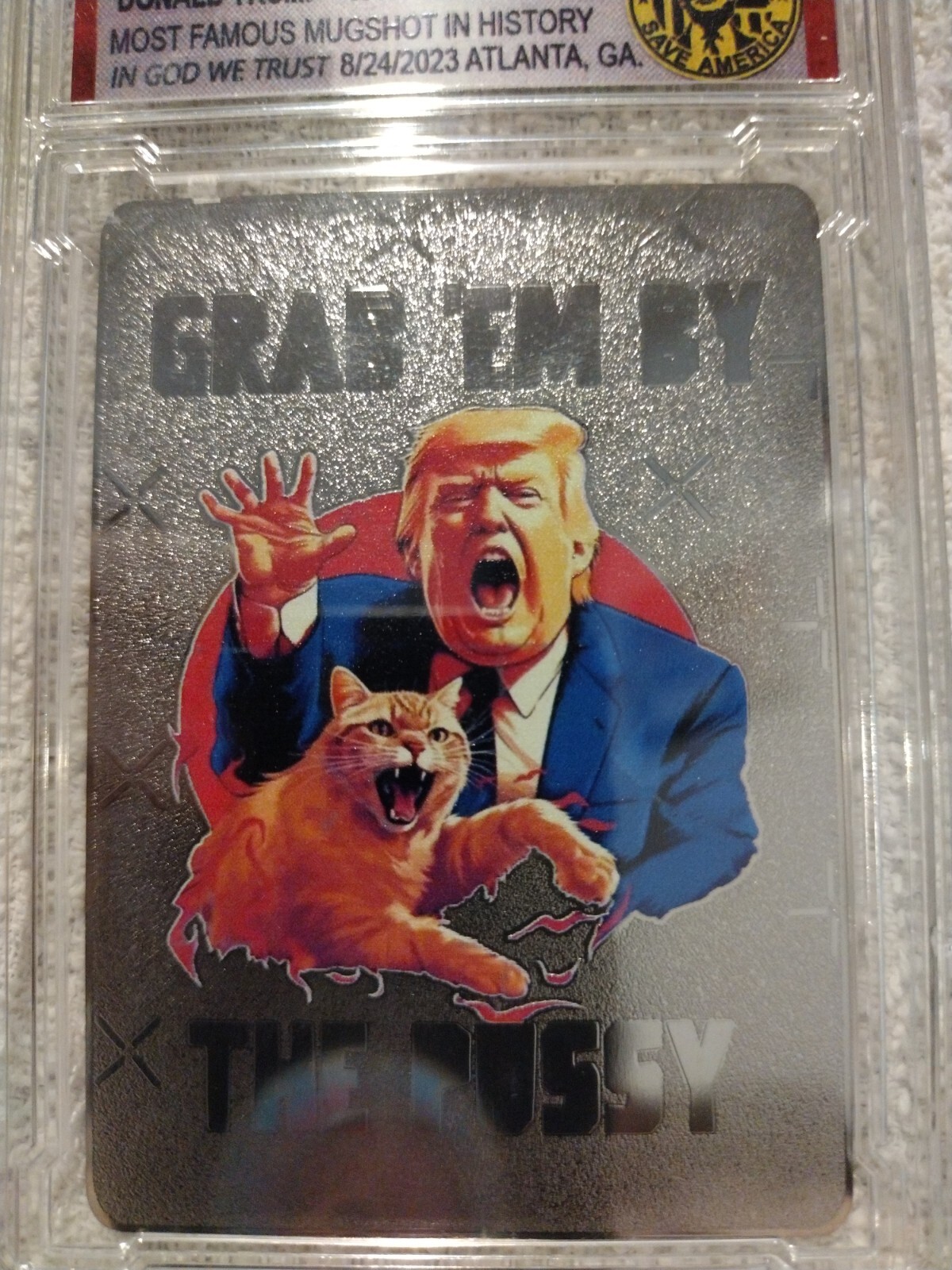 Orig RARE Donald Trump “Grab Em By The P*ssy” #189/205 Silver Version Metal Card