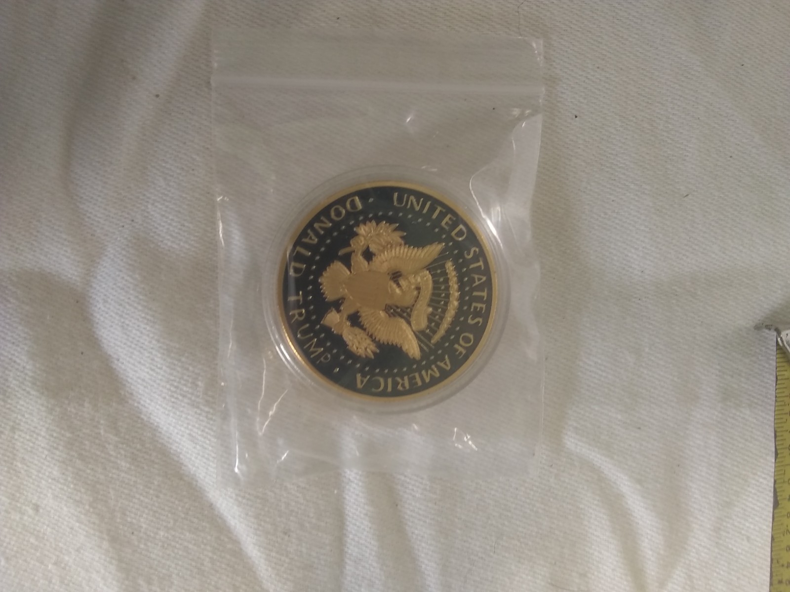 TWO Donald Trump Liberty 2019 Gold/Blue Coin. In God We Trust. Seal of Us
