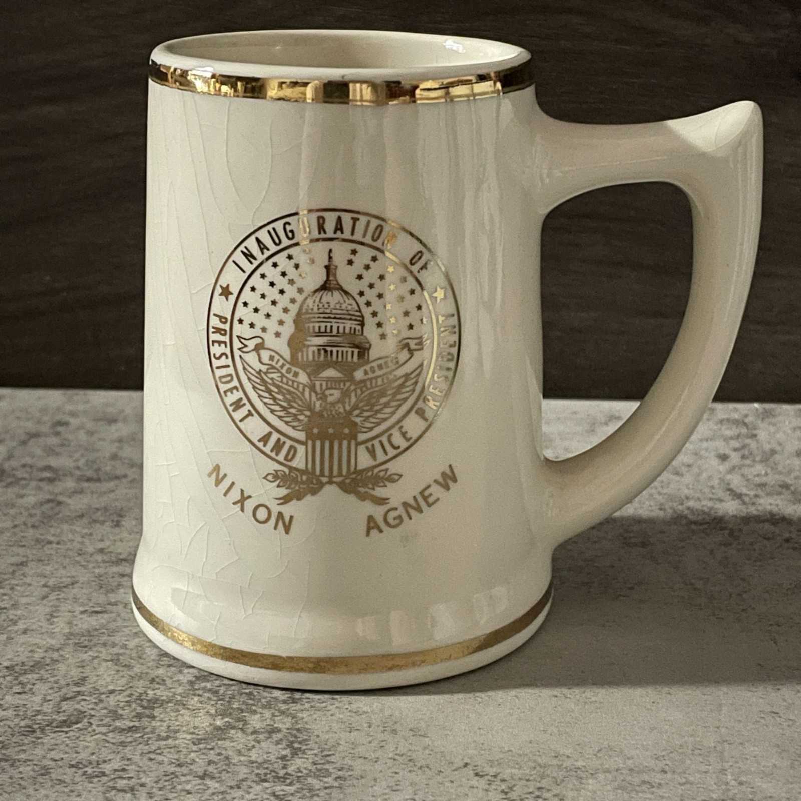 Vintage Nixon Agnew Inauguration Commemorative Stein Mug Political Memorabilia